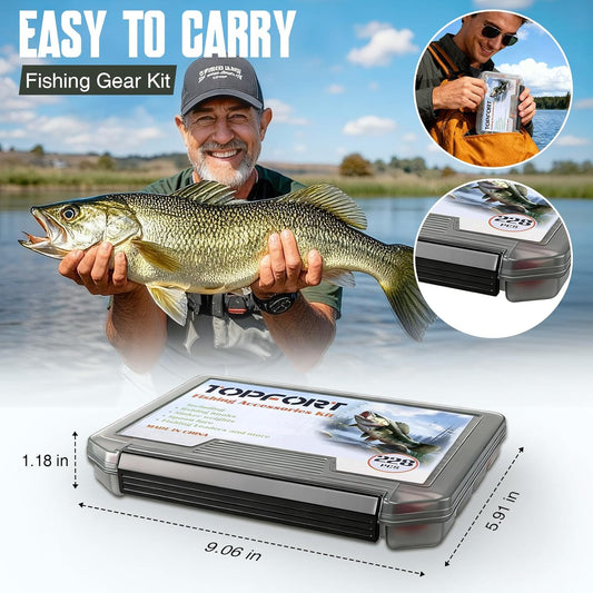 187/343Pcs Fishing Accessories Kit, Organized Fishing Tackle Box with Tackle Included, Fishing Hooks, Fishing Weights Sinkers, Fishing Gear and Equipment, Fishing Gift for Men