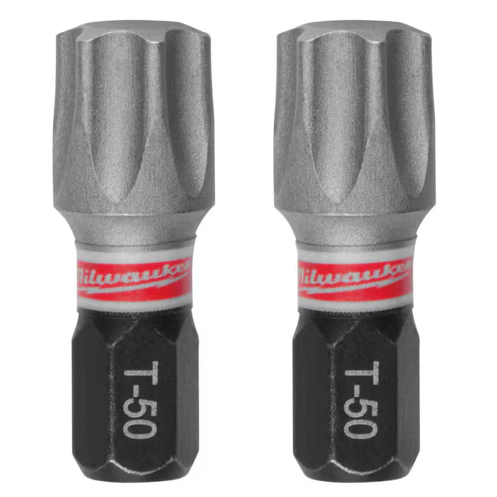 SHOCKWAVE Impact Duty 1 In. T50 Torx Alloy Steel Screw Driver Bit (2-Pack)