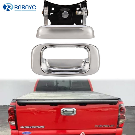Tailgate Handle and Bezel Chrome | Replacement for 1999-2007 Chevy Silverado GMC Sierra 1500 2500 3500 | Replaces# 15997911, 15228539, 15228541, 15228540