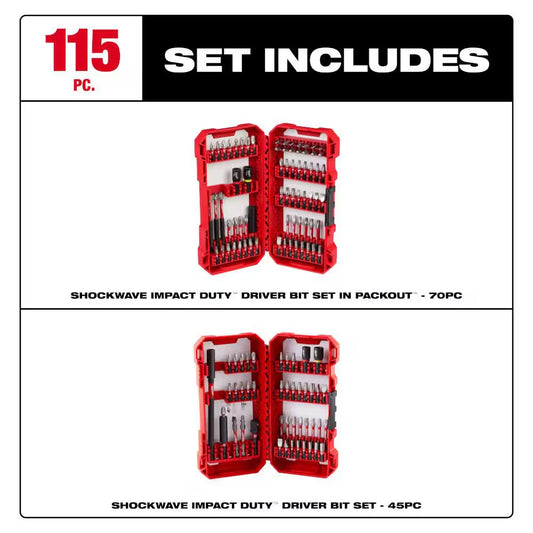 SHOCKWAVE Impact Duty Alloy Steel Screw Driver Bit Set (115-Piece)
