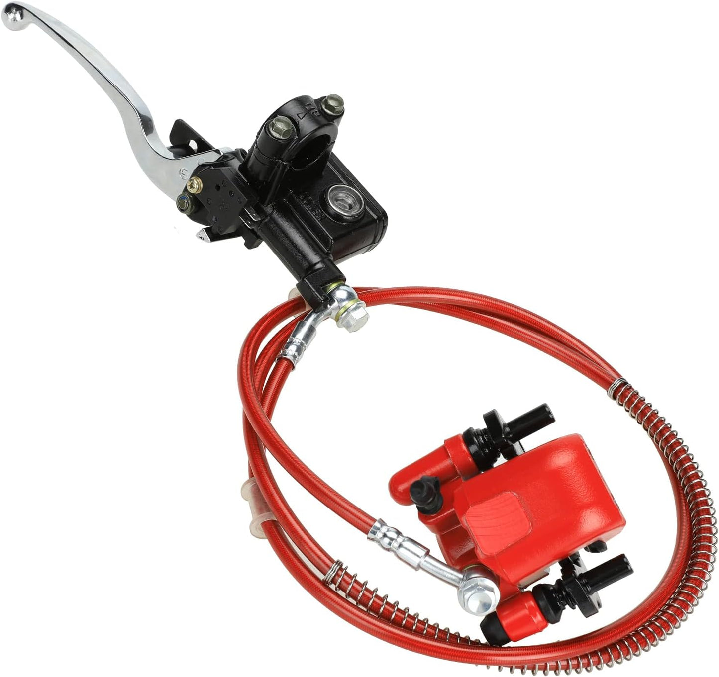 Rear Hydraulic Disc Brake System Hand Brake Master Cylinder Caliper Assembly for 50Cc 70Cc 90Cc 110Cc 125Cc 150Cc Taotao Kazuma Coolster Roketa Chinese Quad 4 Wheeler Buggy ATV