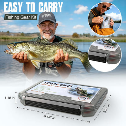 187/343Pcs Fishing Accessories Kit, Organized Fishing Tackle Box with Tackle Included, Fishing Hooks, Fishing Weights Sinkers, Fishing Gear and Equipment, Fishing Gift for Men