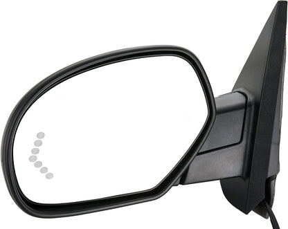 Side View Mirror Fit for 07-13 Chevy Silverado 1500 2500 HD 3500 HD,GMC Sierra 1500 2500, Yukon/Yukon XL -Power Heated Manual Folding with Arrow Turn Signal Puddle Light Driver Side