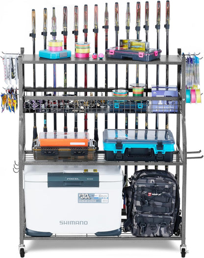 Fishing Rod Holder, Fishing Pole Holders for Garage, Fishing Rod Holders for Garage, Fishing Pole Holder for Rod Tackle Box Reel Storage, Premium Fishing Gifts for Men, Fishing Gear Organizer