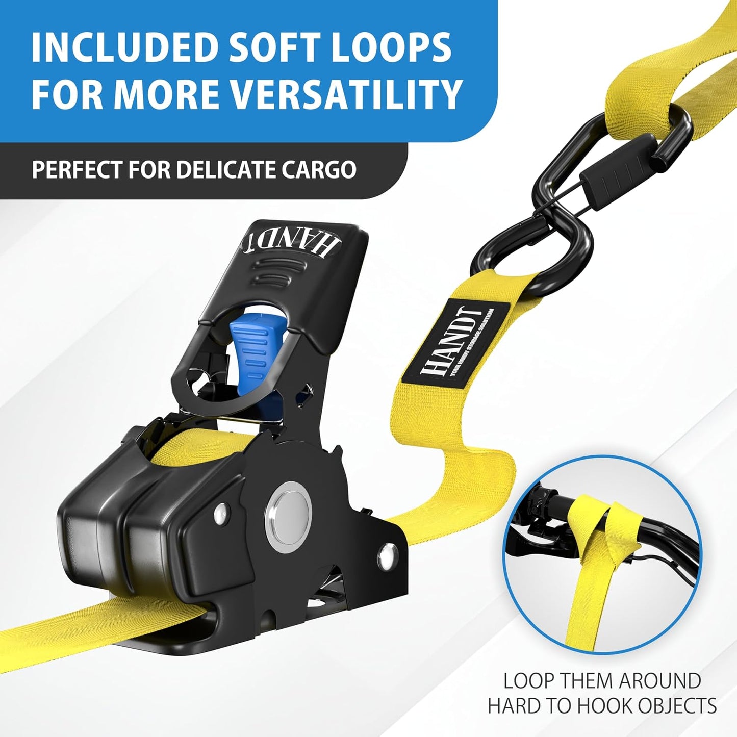 USA Based Retractable Ratchet Straps (2PK) 1In X 6Ft - 1,500Lb Break Strength, Heavy Duty Automatic Ratchet Straps Self Retractable Tie Down, Push Button Retracting Truck Trailer Cargo | Yellow