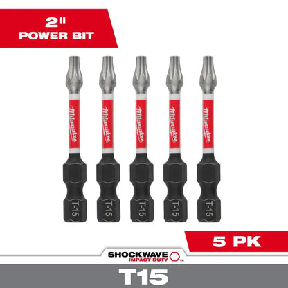 SHOCKWAVE Impact Duty 2 In. T15 Torx Alloy Steel Screw Driver Bit (5-Pack)