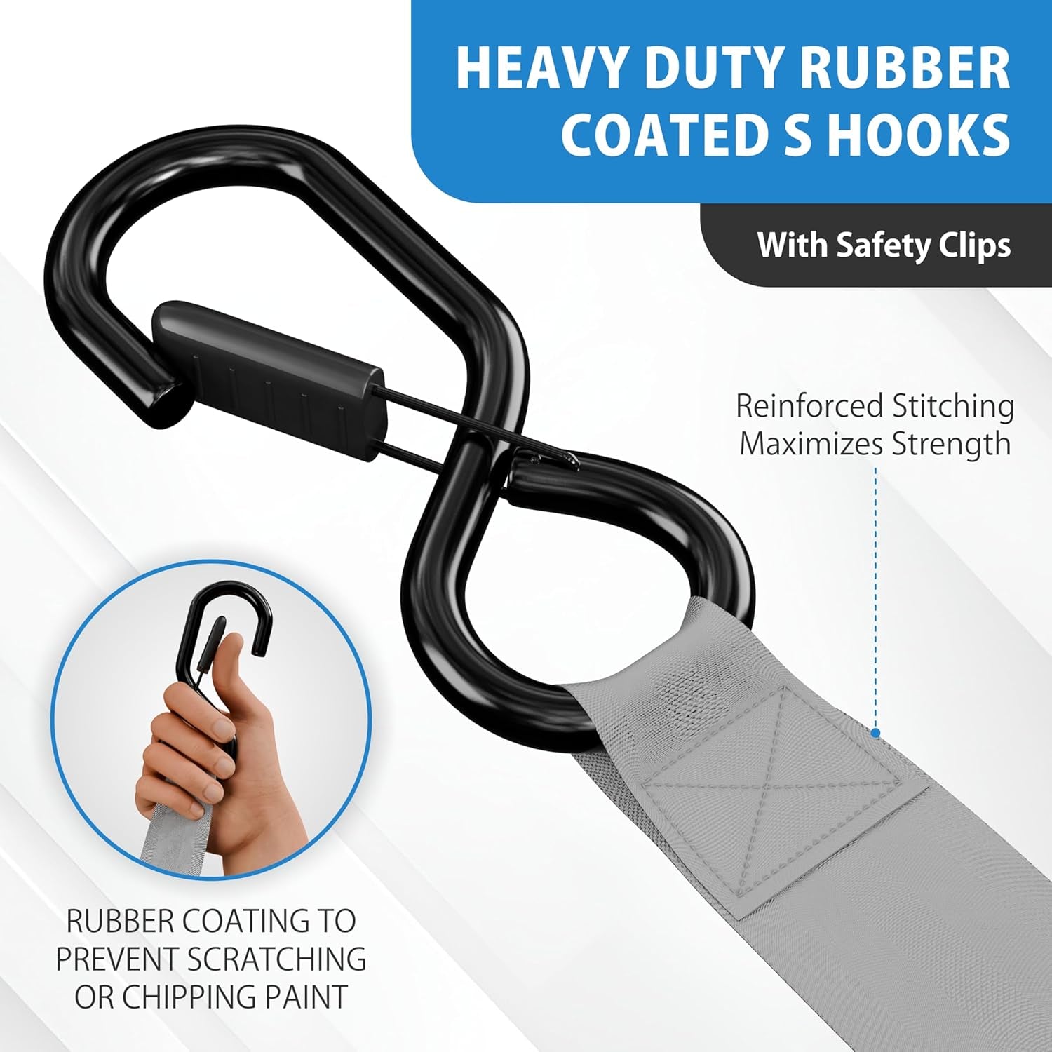 USA Based Retractable Ratchet Straps (4PK) 1In X 6Ft - 1,500Lb Break Strength, Heavy Duty Automatic Ratchet Straps Self Retractable Tie Down, Push Button Retracting Truck Trailer Cargo | Gray