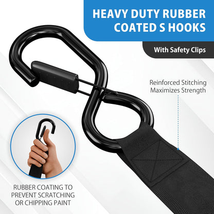 USA Based Retractable Ratchet Straps (4PK) 1In X 6Ft - 1,500Lb Break Strength, Heavy Duty Automatic Ratchet Straps Self Retractable Tie Down, Push Button Retracting Truck Trailer Cargo | Black