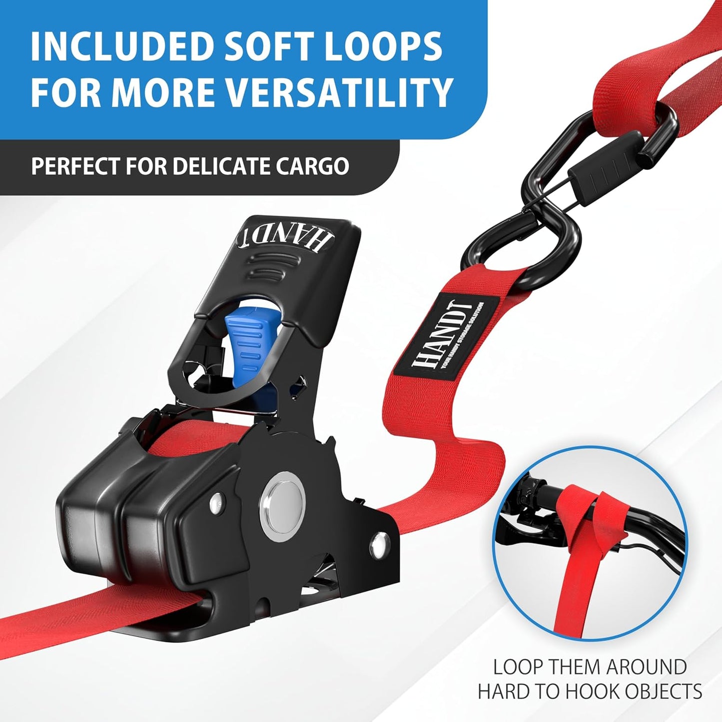 USA Based Retractable Ratchet Straps (2PK) 1In X 6Ft - 1,500Lb Break Strength, Heavy Duty Automatic Ratchet Straps Self Retractable Tie Down, Push Button Retracting Truck Trailer Cargo | Red