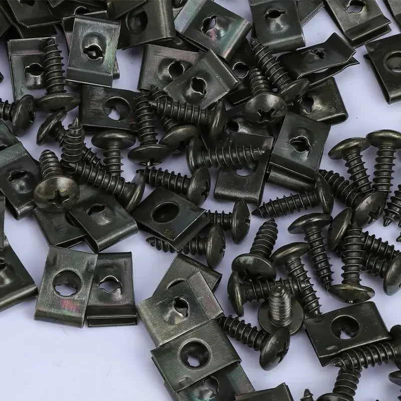 10/50Pcs Mixed Car Motorcycles Metal Screw Tapping Fastener Clips with Screw Anti-Rust Protection Clip Screw Buckle Iron Sheet
