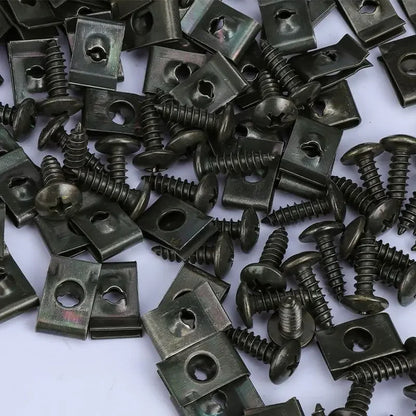 10/50Pcs Mixed Car Motorcycles Metal Screw Tapping Fastener Clips with Screw Anti-Rust Protection Clip Screw Buckle Iron Sheet