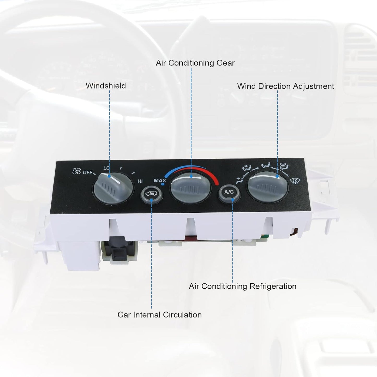A/C Heater Control Panel Climate Control Module without Rear Window Defogger Switch for 1996-2000 Chevy GMC C1500 C2500 C3500 K1500 K2500 K3500 Suburban Yukon Replace# 599-007, 15-72548