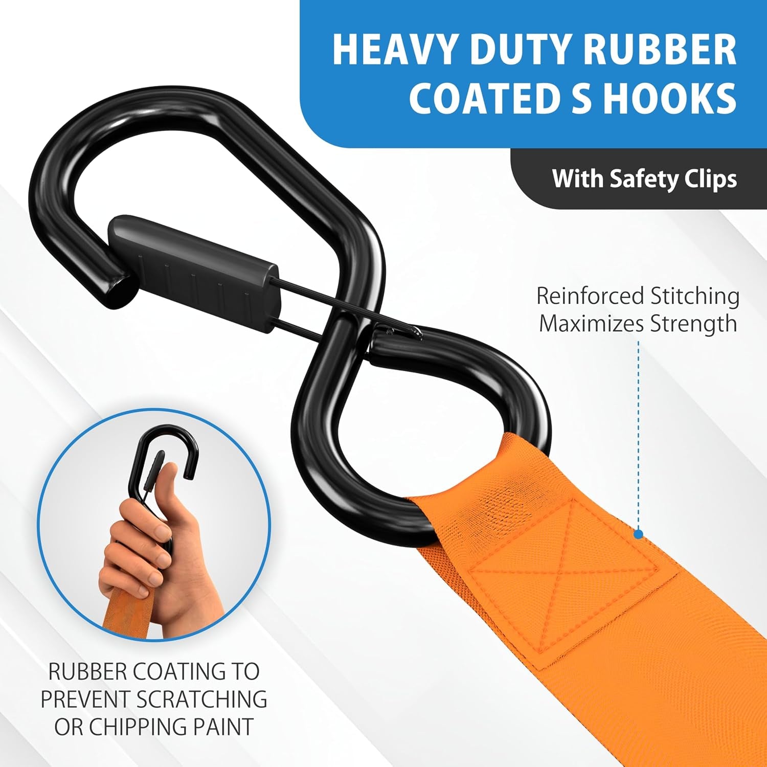 USA Based Retractable Ratchet Straps (2PK) 1In X 6Ft - 1,500Lb Break Strength, Heavy Duty Automatic Ratchet Straps Self Retractable Tie Down, Push Button Retracting Truck Trailer Cargo | Orange