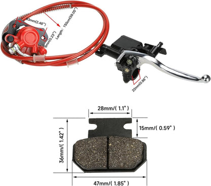 Rear Hydraulic Disc Brake System Hand Brake Master Cylinder Caliper Assembly for 50Cc 70Cc 90Cc 110Cc 125Cc 150Cc Taotao Kazuma Coolster Roketa Chinese Quad 4 Wheeler Buggy ATV