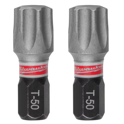 SHOCKWAVE Impact Duty 1 In. T50 Torx Alloy Steel Screw Driver Bit (2-Pack)