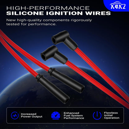 High Performance Low Resistance 10.5MM HEI Spark Plug Wire Set for Chevy SBC 302 305 307 327 350 400 BBC 348 366 396 402 409 427 454 496 502 572 632 V8 Engine (Set of 9)