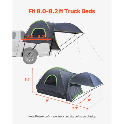 Pickup Truck Tent for Camping Waterproof PU2000 2-3 Person Truck Bed Tent Truck Bed Camper Shell with Expandable Awning