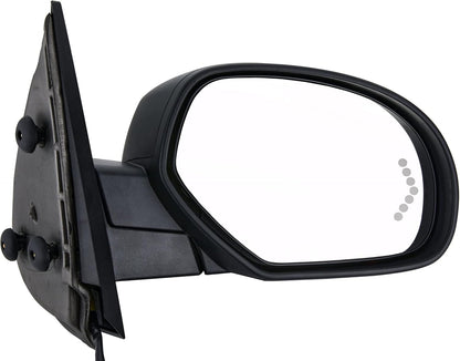 Side View Mirror Fit for 07-13 Chevy Silverado 1500 2500 HD 3500,For GMC Sierra 1500 2500 Hd,Yukon/Yukon XL 1500-Black Power Heated Arrow Turn Signal Puddle Light Passenger Side Manual Folding