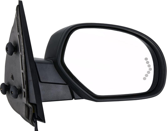 Side View Mirror Fit for 07-13 Chevy Silverado 1500 2500 HD 3500,For GMC Sierra 1500 2500 Hd,Yukon/Yukon XL 1500-Black Power Heated Arrow Turn Signal Puddle Light Passenger Side Manual Folding