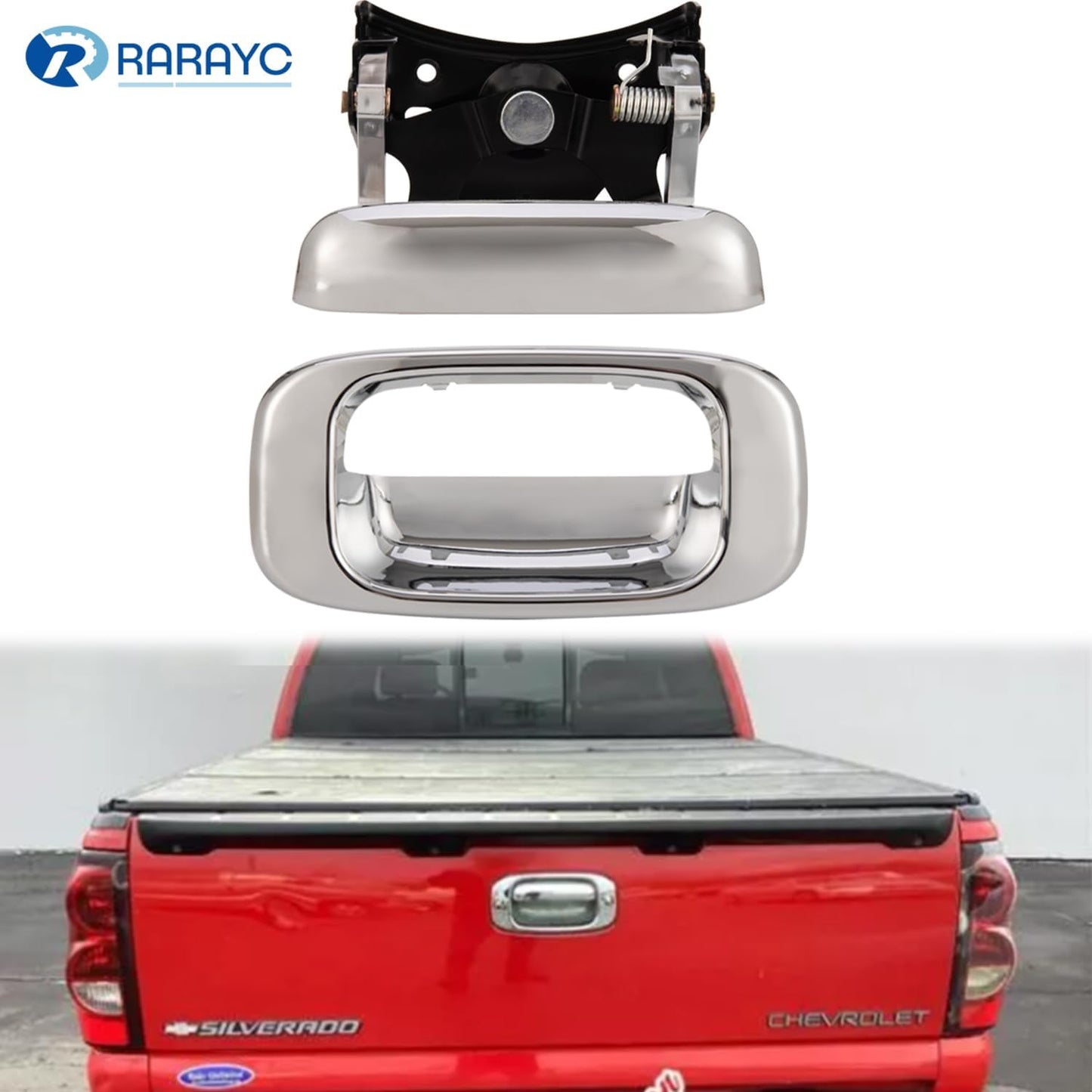 Tailgate Handle and Bezel Chrome | Replacement for 1999-2007 Chevy Silverado GMC Sierra 1500 2500 3500 | Replaces# 15997911, 15228539, 15228541, 15228540