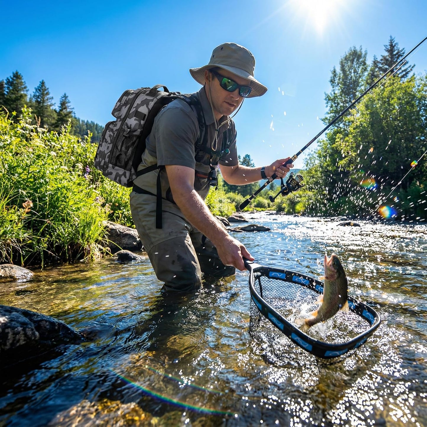 Fishing Gear- Fishing Rod and Reel Combos, Fishing Backpack, Fishing Net, Fishing Bag with Rod Holders and Tackle Box for Freshwater/Saltwater, Fishing Gifts for Men