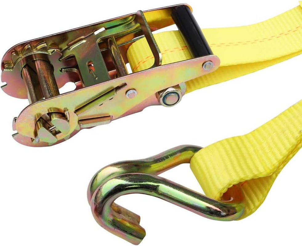 Ratchet Straps Heavy Duty,2" X 25' Ratchet Strap 10000Lbs Tie down Ratcheting with J-Hook, Cargo Straps for Truck, Trailer, Moving Appliances (2In*25Ft 4 Packs)