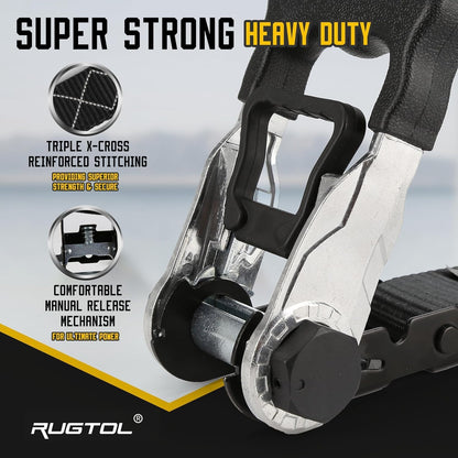 Ratchet Straps 1.5 Inch X 16 FT, 4988 LBS Break Strength Heavy Duty Ratcheting Tie down Straps with Safety S Hooks, Cargo Ratchet Strap for Moving Trailer Motorcycle ATV UTV Car Roof, 4 Pack