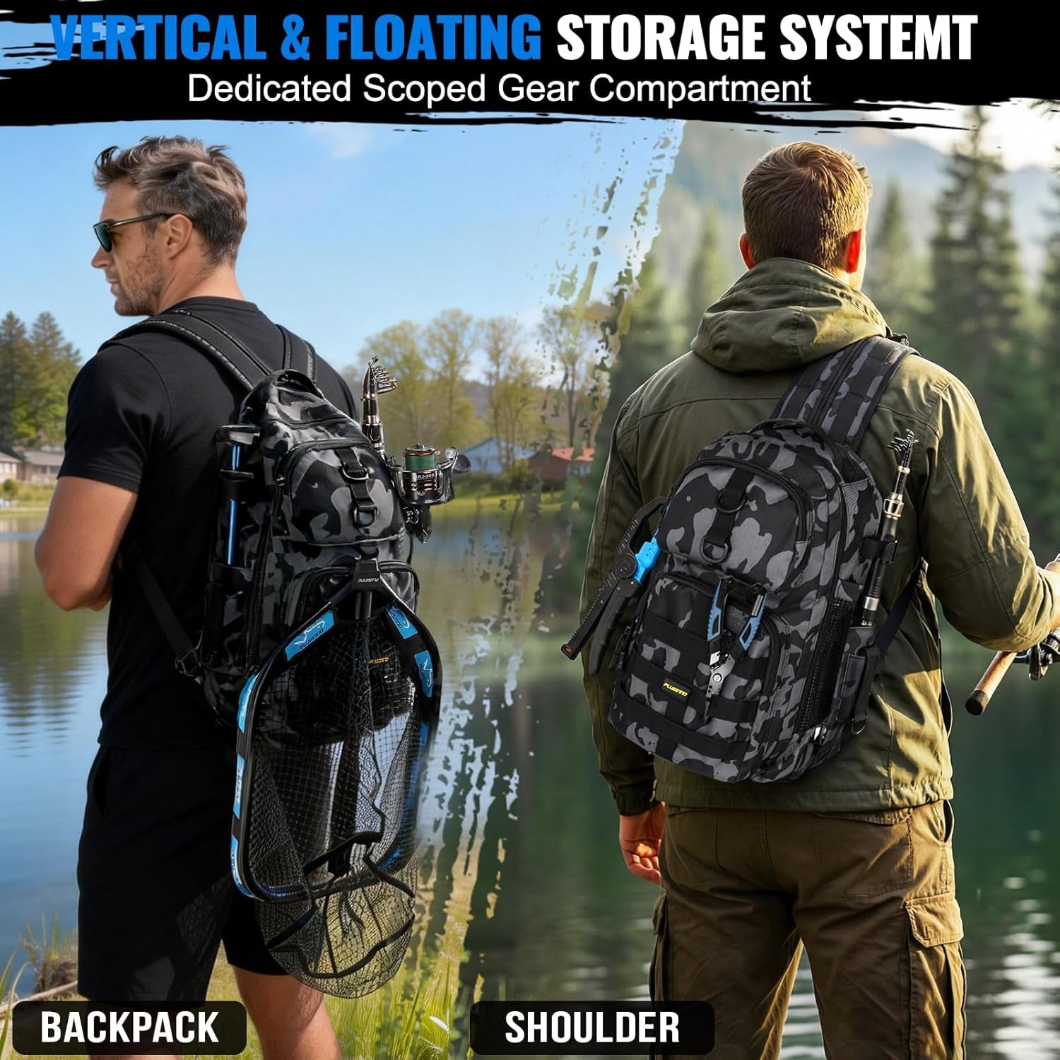 Fishing Gear- Fishing Rod and Reel Combos, Fishing Backpack, Fishing Net, Fishing Bag with Rod Holders and Tackle Box for Freshwater/Saltwater, Fishing Gifts for Men