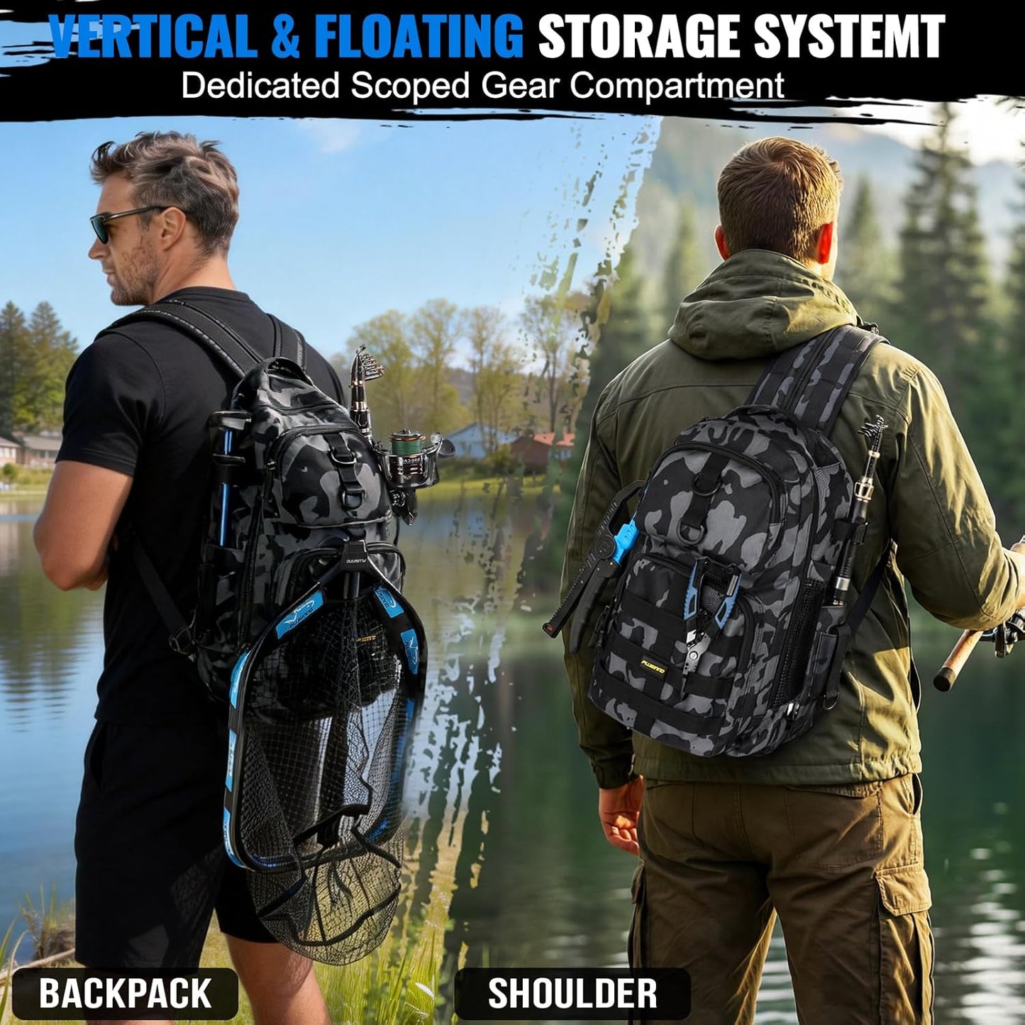 Fishing Gear- Fishing Rod and Reel Combos, Fishing Backpack, Fishing Net, Fishing Bag with Rod Holders and Tackle Box for Freshwater/Saltwater, Fishing Gifts for Men