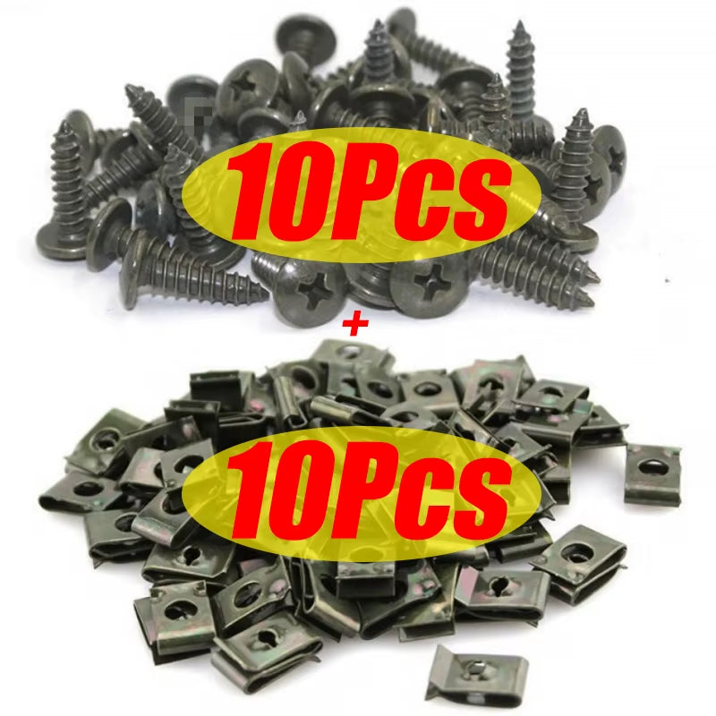 10/50Pcs Mixed Car Motorcycles Metal Screw Tapping Fastener Clips with Screw Anti-Rust Protection Clip Screw Buckle Iron Sheet