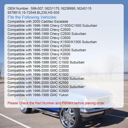 A/C Heater Control Panel Climate Control Module without Rear Window Defogger Switch for 1996-2000 Chevy GMC C1500 C2500 C3500 K1500 K2500 K3500 Suburban Yukon Replace# 599-007, 15-72548