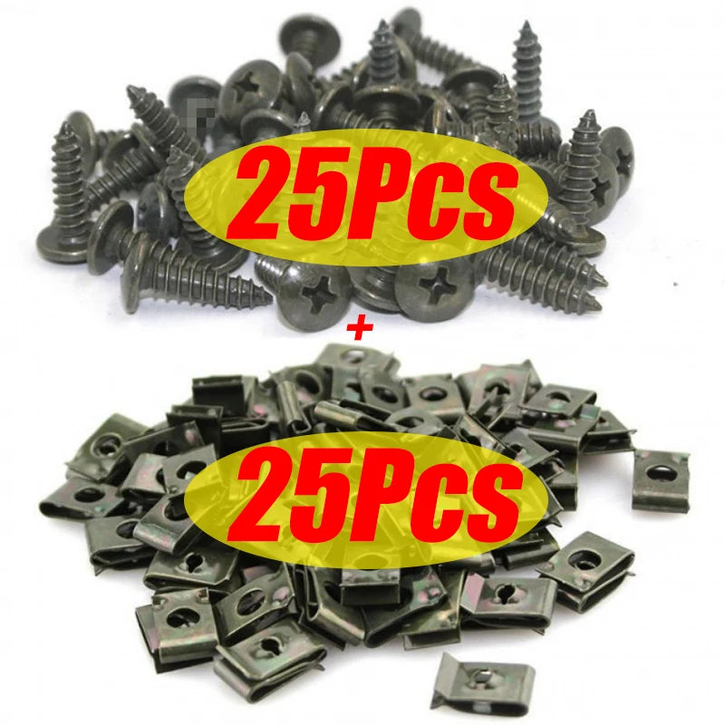 10/50Pcs Mixed Car Motorcycles Metal Screw Tapping Fastener Clips with Screw Anti-Rust Protection Clip Screw Buckle Iron Sheet