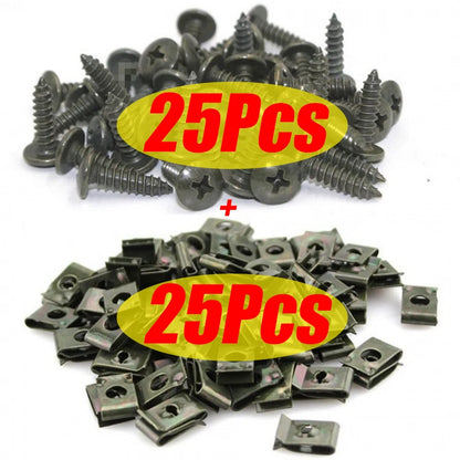 10/50Pcs Mixed Car Motorcycles Metal Screw Tapping Fastener Clips with Screw Anti-Rust Protection Clip Screw Buckle Iron Sheet