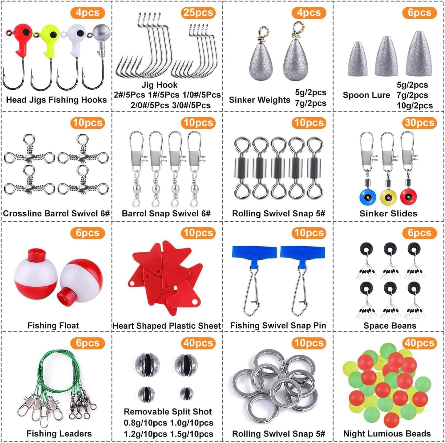 187/343Pcs Fishing Accessories Kit, Organized Fishing Tackle Box with Tackle Included, Fishing Hooks, Fishing Weights Sinkers, Fishing Gear and Equipment, Fishing Gift for Men