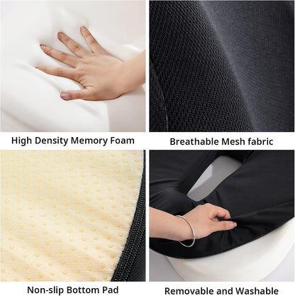Memory Foam Truck Seat Cushion,Truck Seat Cushions for Truck Drivers,Semi Truck Truck Driver Seat Pad & Back Support for Truck Drivers,Semi Truck Driver Accessories,Black
