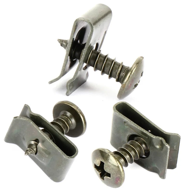 10/50Pcs Mixed Car Motorcycles Metal Screw Tapping Fastener Clips with Screw Anti-Rust Protection Clip Screw Buckle Iron Sheet