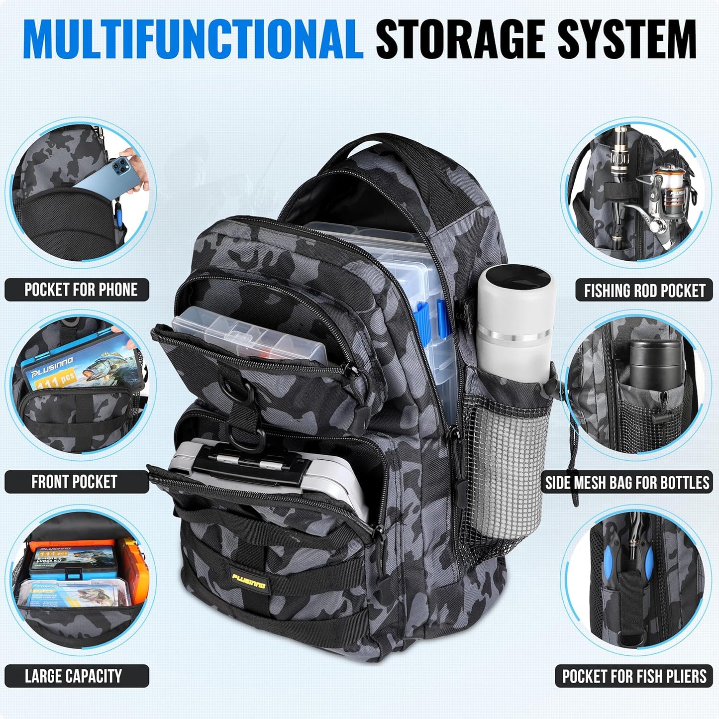 Fishing Gear- Fishing Rod and Reel Combos, Fishing Backpack, Fishing Net, Fishing Bag with Rod Holders and Tackle Box for Freshwater/Saltwater, Fishing Gifts for Men