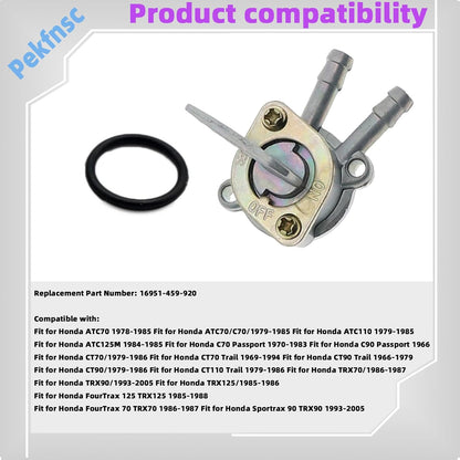 16951 459 920 Fuel Petcock Fuel Gas Switch Assembly Fit for Honda TRX70 TRX90 TRX125 CT110 CT90 CT70 ATC110 ATC70/C70 Passport Shut off On/Off Valve Replacement Part 16951-459-920