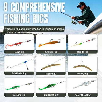 187/343Pcs Fishing Accessories Kit, Organized Fishing Tackle Box with Tackle Included, Fishing Hooks, Fishing Weights Sinkers, Fishing Gear and Equipment, Fishing Gift for Men
