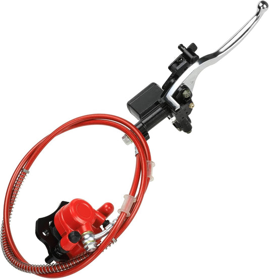 Rear Hydraulic Disc Brake System Hand Brake Master Cylinder Caliper Assembly for 50Cc 70Cc 90Cc 110Cc 125Cc 150Cc Taotao Kazuma Coolster Roketa Chinese Quad 4 Wheeler Buggy ATV