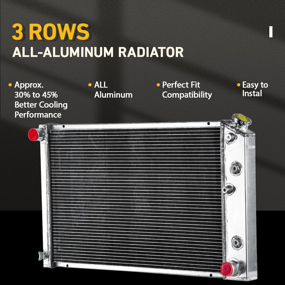 CC162 3Row Radiator for 1975-1979 Chevy Nova 1970-1972 Chevelle 1970-1981 Camaro for 1975-1980 C10 C20 C30 G10 G20 G30 K10 K20 K30 G-Body for 1975-88 Monte Carlo Oldsmobile Pontiac Aluminum Radiators