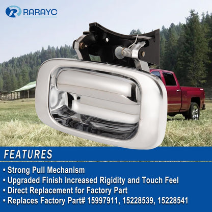 Tailgate Handle and Bezel Chrome | Replacement for 1999-2007 Chevy Silverado GMC Sierra 1500 2500 3500 | Replaces# 15997911, 15228539, 15228541, 15228540
