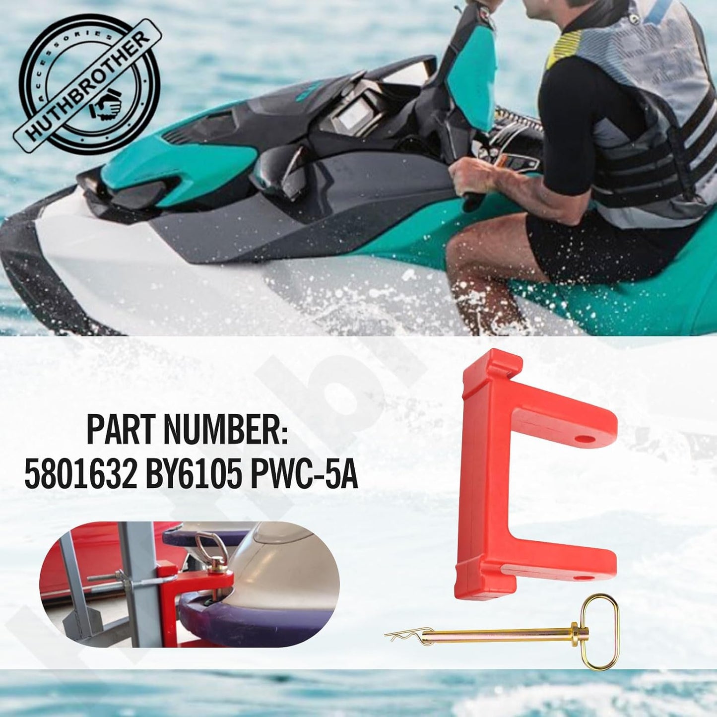 Bow Stops PWC-5A Trailer Bumper W/Hitch Compatible with Jet Ski Ski Doo, Waver Runner, Pwc,Replace 5801632 BY6105