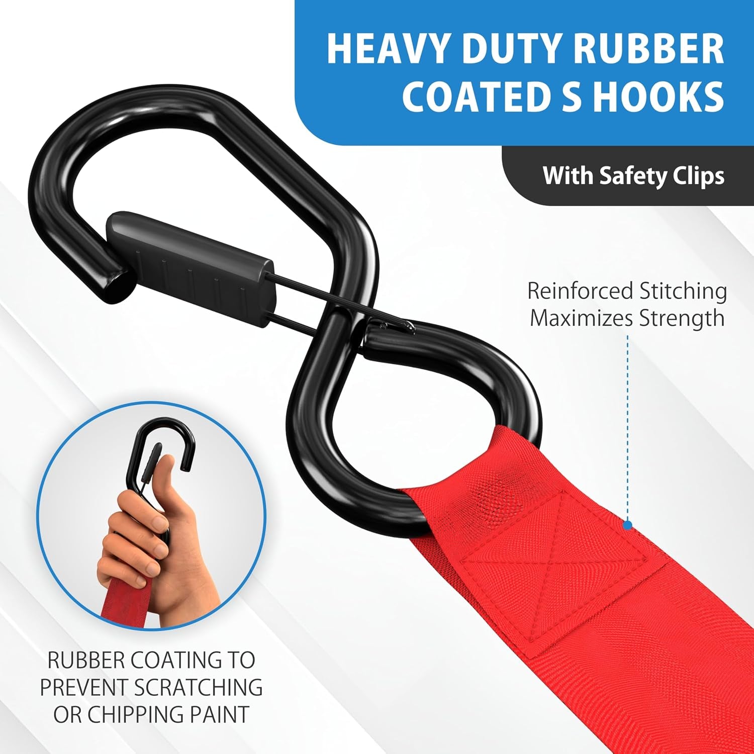 USA Based Retractable Ratchet Straps (2PK) 1In X 6Ft - 1,500Lb Break Strength, Heavy Duty Automatic Ratchet Straps Self Retractable Tie Down, Push Button Retracting Truck Trailer Cargo | Red