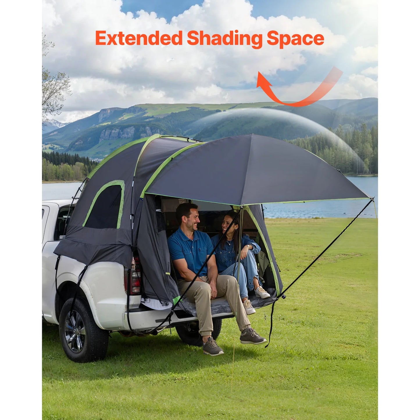 Pickup Truck Tent for Camping Waterproof PU2000 2-3 Person Truck Bed Tent Truck Bed Camper Shell with Expandable Awning