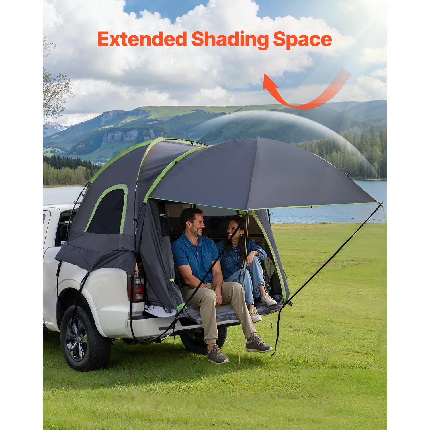 Pickup Truck Tent for Camping Waterproof PU2000 2-3 Person Truck Bed Tent Truck Bed Camper Shell with Expandable Awning