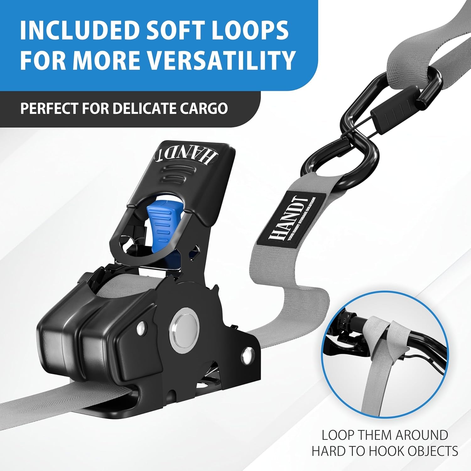 USA Based Retractable Ratchet Straps (4PK) 1In X 6Ft - 1,500Lb Break Strength, Heavy Duty Automatic Ratchet Straps Self Retractable Tie Down, Push Button Retracting Truck Trailer Cargo | Gray
