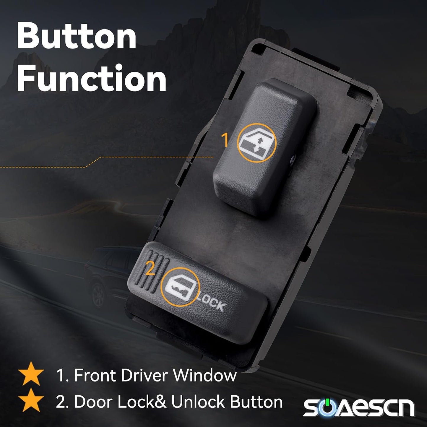Passenger Side Power Window Switch for 1995-2005 Chevy GMC - Blazer Suburban Silverado Thaoe S10 C1500 C2500 C3500 K1500 K2500 K3500, Jimmy Sonoma Yukon, Escalade, Bravada, 15151362-15692686-901047