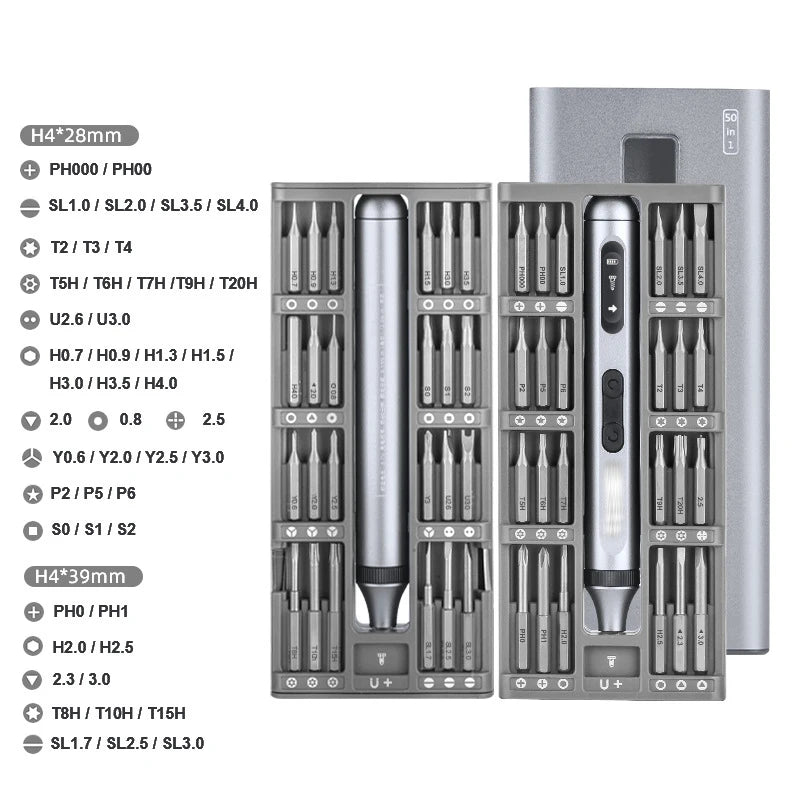 50 in 1 Precision Electric Screwdriver Driver Cordless Lithium-Ion Charge LED Light Power Screw Driver Kit