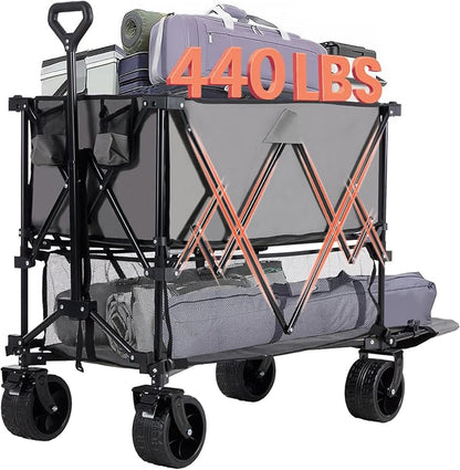 Double-Decker Truck with Brakes, 440-Pound Large-Capacity Truck Trolley Folding Truck